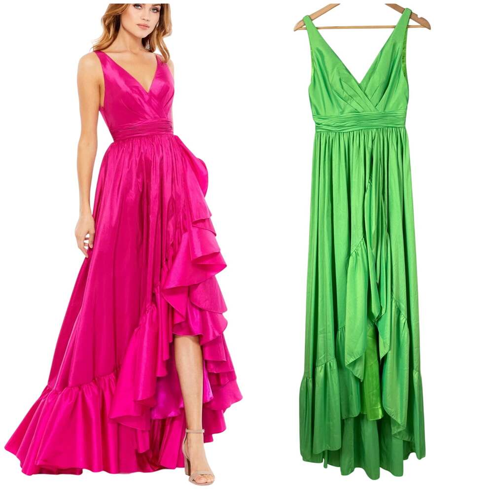 Mac Duggal NWT Taffeta High Low Ruffle Gown Spring Green *Sample Color* Size 2